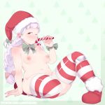  absurdres belly breasts christmas christmas_stocking hat highres jasminka_antonenko lewdishsnail little_witch_academia nipples plump santa_hat thick_thighs thighhighs thighs 