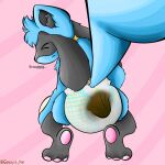  ambiguous_gender anthro crouching desperation diaper feces generation_4_pokemon getchoo_pup grunting hi_res male male/male messy messy_diaper nintendo pokemon pokemon_(species) riolu soiled_diaper soiling solo struggling 