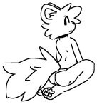  ambiguous_gender anthro big_tail choclattemilk clothed clothing collar hi_res kneeling looking_back partially_clothed pawpads paws solo tail thong three-quarter_view underwear 