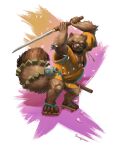  2024 absurd_res anthro biped brown_body brown_fur canid canine clothed clothing dragon_quest footwear fur hi_res male mammal raccoon_dog ronin_raccoon rrougarou1 sandals slightly_chubby solo square_enix tanuki weapon 