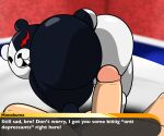  ambiguous_gender ambiguous_human animated anthro bear bedroom big_butt bouncing_butt butt dialogue duo first_person_view genitals grinding hi_res hot_dogging human looking_at_viewer male male/male mammal monokuma penis sex taunting tepigfan101 