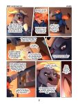  3:4 absurd_res anthro biped bovid bovine canid canine cape_buffalo chief_bogo clothed clothing comic countershade_face countershade_fur countershading dialogue disney duo english_text eyebrows fox fur hi_res horn male mammal multiple_scenes nick_wilde open_mouth orange_body orange_fur solo speech_bubble text zootopia zourik 