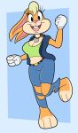  2024 absurd_res anthro belt blonde_hair breasts buckteeth cleavage clothed clothing distressed_jeans female fully_clothed gloves hair handwear hi_res lagomorph leporid lola_bunny looking_at_viewer looney_tunes mammal open_mouth pink_nose rabbit solo space_jam space_jam:_a_new_legacy teeth the_looney_tunes_show tongue unknown_artist warner_brothers 
