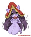  animal_ears collar cum facial highres league_of_legends leash lewdishsnail lulu_(league_of_legends) nude paw_pose pet_play petite tongue tongue_out yordle 