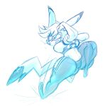  2019 4_fingers absurd_res anthro athletic athletic_anthro athletic_female blue_and_white breasts clothed clothed_anthro clothed_female clothing cosplay_pikachu_(costume) electricity electrogenesis eye_through_hair eyelashes eyelashes_through_hair female female_anthro fingers flexing flexing_bicep generation_1_pokemon hair hi_res kick mammal mask midriff monochrome nintendo notched_tail pikachu pikachu_libre pokeball_print pokemon pokemon_(species) rodent simple_background skyra_(toxicsoul77) solo sports_mask sportswear tail thick_thighs toxicsoul77 translucent translucent_hair white_background wrestling_mask 