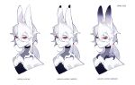  1boy absurdres androgynous animal_ears artist_name closed_mouth colored_skin commentary crrn dated english_text hair_between_eyes highres long_hair low_ponytail male_focus original portrait rabbit_boy rabbit_ears red_eyes simple_background solo symbol-only_commentary white_background white_hair white_skin 