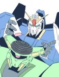  bolinoak_sammahn choso_giving_toudou_a_haircut_(meme) cutting_hair electric_razor flat_color green_eyes gundam highres mecha mecha_focus meme mobile_suit no_humans robot uncleduk upper_body v-fin white_background zeta_gundam_(mobile_suit) 