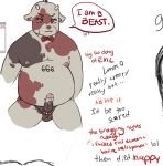  2008 anthro balls belly bovid bovine cattle english_text erection genitals male mammal moobs nipples oktomato overweight overweight_anthro overweight_male penis profanity solo text 