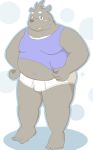 2008 anthro blush bulge clothing humanoid_hands male mammal overweight overweight_anthro overweight_male shirt solo topwear underwear unknown_artist ursid 