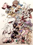  1boy 2girls angel_wings animal aqua_hair armor arthropod_girl ascot baku_(baku325) bandana bandana_waddle_dee beak beanie bell belt belt_buckle belt_collar black_skin black_wings blue_bandana blue_belt blue_eyes blue_hood blue_ribbon blunt_bangs blunt_ends blush_stickers bronto_burt buckle cloak clothed_animal collar collared_cloak colored_sclera colored_skin commentary_request covered_mouth crown dark_matter_(kirby) dark_matter_blade dark_meta_knight dark_nebula dark_skin daroach demon_wings disembodied_hand drawcia ears_through_headwear everyone extra_eyes fangs fur-trimmed_robe fur_trim furry furry_female galacta_knight gloves gooey_(kirby) green_cloak grin hair_over_one_eye halo hammer hand_on_another&#039;s_head hand_on_headwear hat high_collar holding holding_hammer holding_polearm holding_weapon horns huge_weapon insect_wings japanese_clothes kimono king_dedede kirby kirby_(series) long_hair long_sleeves looking_at_another magolor meta_knight mouse_(animal) multiple_girls neck_bell no_mouth one-eyed open_mouth orange_skin over_shoulder pauldrons pink_skin polearm pom_pom_(clothes) pom_pom_beanie prince_fluff purple_cloak purple_hat purple_scarf queen_sectonia red_ascot red_cloak red_eyes red_footwear red_hat red_robe red_sclera ribbon robe sabaton sarashi scar scar_across_eye scarf shoe_belt short_hair shoulder_armor signature smile solid_circle_eyes solid_oval_eyes spear spider_web_print star_(symbol) taranza top_hat traditional_halo traditional_media v-shaped_eyebrows very_long_hair weapon weapon_over_shoulder white_eyes white_gloves white_hair white_kimono white_mask white_scarf white_wings wings witch_hat yarn yellow_crown yellow_eyes yellow_halo yellow_horns yellow_wings zero_(kirby) zero_two_(kirby) 