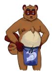  2008 animal_crossing anthro apron belly bulge canid canine clothing male mammal moobs nintendo nipples oktomato overweight overweight_anthro overweight_male raccoon_dog simple_background solo tanuki tom_nook_(animal_crossing) video_games white_background 