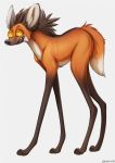  2020 ambiguous_gender canid canine feral fur hi_res long_legs looking_at_viewer mammal maned_wolf multicolored_body multicolored_fur red_body red_fur simple_background solo yellow_sclera zazush-una 