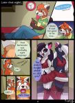  ailurid anthro bed clothing comic domestic_cat english_text felid feline felis female furniture greeting group hi_res lingerie male mammal night phone red_panda roxythefoxy sibling text twins 