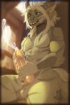  animal_genitalia anthro balls bodily_fluids cum cum_from_penis dragon ejaculation genital_fluids genitals green_body green_eyes green_markings green_scales hi_res knot male markings masturbation mythological_creature mythological_scalie mythology omez penis pink_knot pink_penis pink_tongue scales scalie sheath solo tongue 