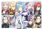  6+boys :3 altventurer_(regis_altare) axel_syrios axelotl_(axel_syrios) banzoin_hakka black_gloves black_hair blonde_hair blue_eyes blue_hair braid choker coll_(erichankun) colored_skin diamond_choker ear_piercing earrings facial_hair feather_earrings feathers gavis_bettel glasses gloves green_eyes grey_hair hair_between_eyes hakkito_(banzoin_hakka) hashtag hat heart heterochromia highres holostars holostars_english holotempus hood hoodie jacket jewelry josuiji_shinri koipanion_(josuiji_shinri) layered_sleeves long_hair long_sleeves looking_at_viewer machina_x_flayon machiroon_(machina_x_flayon) magmite_(magni_dezmond) magni_dezmond male_focus medium_hair mismatched_earrings mole mole_under_mouth multicolored_hair multicolored_skin multiple_boys noir_vesper one_eye_closed open_mouth orange_jacket phantom_(gavis_bettel) piercing pink_eyes pink_hair pointy_ears purple_hair purple_nails red_hair regis_altare scarf short_hair short_over_long_sleeves short_sleeves side_braid smile sparkle spiked_ear_piercing star_(symbol) streaked_hair stubble tassel tassel_earrings twitter_username v vesties_(noir_vesper) virtual_youtuber white_hoodie white_scarf yellow_eyes 