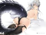  arknights ass brown_eyes gray_hair long_hair neon_(zuicongming) pointed_ears tail tomimi_(arknights) topless torn_clothes 