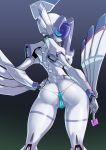 anus camel_toe chlorophytum clothing condom darling_in_the_franxx female hand_on_hip hi_res humanoid looking_at_viewer looking_back looking_back_at_viewer machine not_furry panties pinup pochincoff pose robot robot_humanoid sexual_barrier_device simple_background solo studio_trigger underwear 