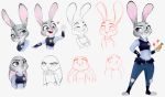 &lt;3 anthro arzmx belt buckteeth carrot_pen clothed clothing crossed_arms disney female fully_clothed fur gesture grey_body grey_fur judy_hopps lagomorph leporid mammal multiple_poses open_mouth open_smile police_uniform pose purple_eyes rabbit simple_background smile solo standing teeth uniform waving white_background zootopia 