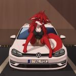  4_toes 5_fingers absurd_res anthro backgound canid canine car clothing female fingers fox germany hi_res mammal orang111 sitting solo tail_tuft toes tuft vehicle volkswagen volkswagen_golf 