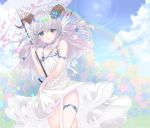  dress garter horns konataeru pantsu skirt_lift summer_dress umbrella 