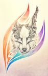  2015 absurd_res black_nose canid canine fox fur headshot_portrait hi_res looking_at_viewer mammal portrait traditional_media_(artwork) volinfer white_body white_fur 