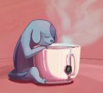  anthro beverage blue_body blue_fur canid canine canis cartoon_network cup domestic_dog fur lordoftheboxfort male mammal mao_mao:_heroes_of_pure_heart ol&#039;_blue sleeping solo steam tea 