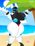  3:4 absurd_res beach big_breasts breasts detailed_background female hi_res huge_breasts humanoid machine robot robot_humanoid seaside solo solo_focus wide_hips zeglo-official zeglo_(zeglo-official) 