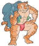  2005 anthro asian_clothing barazoku clothing east_asian_clothing felid fundoshi gombee humanoid_hands japanese_clothing kemono male mammal pantherine shirt simple_background solo tiger topwear underwear white_background 