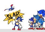  2019 adventures_of_sonic_the_hedgehog anthro biped black_eyes blue_body blue_fur cigardoesart classic_sonic classic_sonic_(universe) clothing crossed_arms english_text eulipotyphlan footwear frown fur gloves group handwear hedgehog hi_res male mammal meme sanic shoes simple_background slap sonic_boom sonic_the_hedgehog sonic_the_hedgehog_(series) sound_effects square_crossover standing tan_body tan_fur text white_background 