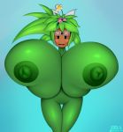  areola big_breasts blaster_master breasts butt ebolaa333 elemental_creature elemental_humanoid eyewear female flora_fauna genitals green_body green_nipples green_skin hi_res huge_breasts humanoid hyper hyper_breasts kanna_(blaster_master) looking_at_viewer nipples nude open_mouth plant plant_humanoid pussy simple_background smile solo video_games 