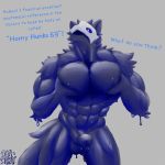  1:1 abs anthro balls changed_(video_game) english_text genitals goo_creature hi_res liquid_latex male mask monster muscular muscular_anthro muscular_male pecs penis puro_(changed) solo text thebarabandit 