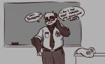  anthro black_body black_fur clothed clothing dialogue dialogue_box fur giant_panda hijackerdraws_(artist) male mammal multicolored_body multicolored_fur necktie open_mouth simple_background solo teeth two_tone_body two_tone_fur ursid white_body white_fur 