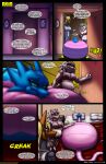 2024 absurd_res android anthro apartment bed belly belly_scales big_belly big_breasts black_circus blue_body blue_scales bottomwear breasts canid canine canis clothing coco_(viroveteruscy) comic digital_media_(artwork) domestic_dog english_text eyewear female feral fur furniture glasses group hi_res huge_belly jo-ann_wolf machine mammal multicolored_body multicolored_scales navel pillow pink_body pink_scales profanity raili_talopo red_eyes reptile robot rumbling_stomach scales scalie slightly_chubby slightly_chubby_anthro slightly_chubby_female snake sound_effects speech_bubble text topwear trio two_tone_body two_tone_scales viroveteruscy wolf
