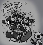  &lt;3 anthro black_body black_fur breasts carrying clothed clothing dialogue dialogue_box eyes_closed father father_and_child female fur giant_panda group hair happy hijackerdraws_(artist) male mammal mother mother_and_child multicolored_body multicolored_fur open_mouth open_smile parent parent_and_child simple_background smile tongue tongue_out two_tone_body two_tone_fur ursid white_body white_fur 