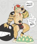  2020 abs angry anklet anthro armpit_hair body_hair bowser bracelet bulge chain_chomp chest_hair clothing cross-popping_vein dialogue eyebrows green_body hair hi_res horn inside jazzwolf jewelry jockstrap koopa legband male mario_bros mario_party muscular muscular_anthro muscular_male narrowed_eyes navel navel_piercing nintendo nipple_piercing nipples phone phone_call piercing pubes red_hair reptile scalie shell simple_background solo spiked_anklet spiked_bracelet spiked_legband spiked_shell spikes spikes_(anatomy) standing stubble tattoo teeth thick_eyebrows underwear vein video_games yellow_body 