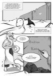  ! ... 2018 ambiguous_gender anthro black_border black_eyes border canid canine clothed clothing comic desert detailed_background duo english_text eyebrows female fox fully_clothed hair hi_res long_hair mammal monochrome open_mouth outside pimpartist planet rock sand speech_bubble text traditional_media_(artwork) 
