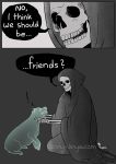  ambiguous_gender animated_skeleton bone canid canine canis comic death_(personification) dialogue domestic_dog duo english_text feral ghost jenny_jinya loving_reaper mammal skeleton spirit text undead 