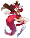  1girl animal_ears bangs bike_shorts boots brown_cape brown_headwear brown_neckwear cape closed_mouth cure_chocolat dog_ears dog_girl dog_tail eyebrows_visible_through_hair full_body fur_boots gloves hair_between_eyes hat high_heel_boots high_heels highres kirakira_precure_a_la_mode looking_at_viewer magical_girl medium_hair miniskirt nasaniliu necktie pleated_skirt precure red_eyes red_footwear red_shorts shiny shiny_hair short_necktie short_shorts shorts shorts_under_skirt simple_background skirt smile solo tail thighhighs white_background white_gloves white_legwear white_skirt 