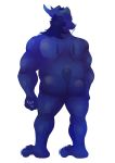  3_toes 5_fingers absurd_res alpha_channel anthro arebeano back_muscles blue_body blue_hair blue_scales butt christopher_wyvern close-up dragon fingers hair hi_res horn male musclegut nude rear_view scales scalie solo toes 