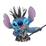  1:1 2020 alien black_clothing blue_body blue_claws blue_eyes blue_nose claws clothed clothing disney disney_parks experiment_(lilo_and_stitch) finger_claws gesture hair hi_res holding_object lilo_and_stitch looking_at_viewer mayoooon_626 mic_stand multicolored_hair narrowed_eyes notched_ear pointing pointing_at_viewer rock_star semi-anthro simple_background solo stitch_(lilo_and_stitch) tokyo_disneyland tongue tongue_out two_tone_hair white_background wig 