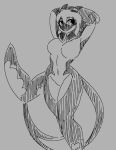  anthro breasts cetacean claws clenched_teeth delphinoid female hair hijackerdraws_(artist) horn mammal marine monochrome multicolored_body oceanic_dolphin open_mouth open_smile orca simple_background smile solo teeth toothed_whale two_tone_body 
