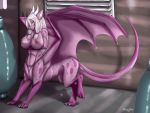  4:3 absurd_res breasts claws dragon dreyk-daro female hair hi_res nipples paws scales solo standing taur taurus thorn wings 
