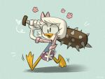  4:3 accessory anatid anseriform anthro avian bird blush bottomwear clothing disney duck ducktales ducktales_(2017) female flower hair_accessory hair_bow hair_ribbon melee_weapon paunchpad plant ribbons shirt skirt solo topwear weapon webby_vanderquack 