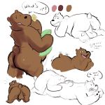  1:1 anal anonymous_artist anus ass_up balls big_balls big_butt brown_bear brown_body brown_fur butt butt_grab butt_wiggle cartoon_network dialogue dildo dildo_sitting duo fur genitals grizzly_(wbb) grizzly_bear hand_on_butt hi_res ice_bear looking_at_viewer male male/male mammal nude oral penetration penis polar_bear rimming sex sex_toy simple_background sketch smile solo teasing ursid ursine video_games we_bare_bears 