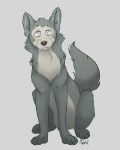  4:5 beastars canid canine canis feral fluffy fur grey_body grey_fur hi_res kellybell226 legoshi_(beastars) looking_at_viewer male mammal multicolored_body multicolored_fur signature simple_background solo two_tone_body two_tone_fur white_body white_fur wolf 