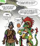 american_mythology anthro armor aztec_mythology ball clothing cross deity duo feathers female fly_(disambiguation) gloves handwear headdress headgear helmet hi_res human maggotmilk male mammal mesoamerican_mythology mythology photo quetzalcoatl sport teeth