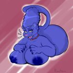 2024 3_fingers abstract_background absurd_res alternate_species anthro areola arm_tuft artist_name bedroom_eyes beehive_(hairstyle) bent_arm big_areola big_breasts big_nipples biped black_whiskers blue_body blue_breasts blue_claws blue_ears blue_eyeshadow blue_fur blue_inner_ear blue_nipples blue_tail breast_rest breasts cat_marge cheek_tuft claws dark_areola dark_claws dark_nipples digital_drawing_(artwork) digital_media_(artwork) eyelashes eyeshadow facial_tuft fangs felid female finger_claws fingers full-length_portrait fur fur_tuft furrification gem glistening glistening_areola glistening_breasts glistening_eyelids glistening_eyes glistening_hair glistening_nipples green_eyes hair half-closed_eyes hand_on_breast hands_on_own_breasts hi_res huge_areola huge_nipples iris jewelry light_body light_breasts light_ears light_fur light_hair light_inner_ear light_nose light_tail light_tongue long_eyelashes looking_at_viewer lying makeup mammal marge_simpson mature_anthro mature_female monotone_body monotone_fur monotone_hair monotone_tail narrowed_eyes necklace necklace_only nipples nude nude_anthro nude_female on_front open_mouth open_smile outline pantherine pearl_(gem) pearl_necklace pink_nose pink_tongue portrait puffy_nipples pupils ractoons red_jewelry red_necklace seductive short_hair smile smiling_at_viewer snout solo tail teeth the_simpsons three-quarter_view tongue treehouse_of_horror tuft whisker_spots whiskers white_outline