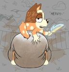 absurd_res anthro big_diaper bluey_(series) canid canine canis chilli_heeler clothed clothing color_edit colored diaper diaper_fetish diaper_only diaper_use digital_media_(artwork) domestic_dog english_text feces female hi_res huge_diaper mammal pooping soiled_diaper soiling soiling_diaper solo stink_fumes tail tenerius text third-party_edit topless unclean_diaper used_diaper wearing_diaper