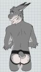 2024 anthro biped black_eyebrows blue_eyes bodily_fluids bulge butt checkered checkered_background cheek_tuft clothed clothing digital_drawing_(artwork) digital_media_(artwork) echo_(game) echo_(series) echo_project eyebrows facial_tuft felid feline fur grey_body grey_fur hair hi_res inner_ear_fluff jockstrap jockstrap_only long_ears looking_back lynx male male_anthro mammal multicolored_body partially_clothed partially_clothed_male pattern_background pink_nose portrait rear_view red_clothing red_jockstrap red_underwear short_tail simple_background slim solo standing sweat sweatdrop tail three-quarter_portrait tj_hess topless tuft underwear underwear_only unsafescapewolf whiskers white_background white_body white_fur white_inner_ear white_inner_ear_fluff white_sclera