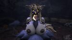 3d_(artwork) anthro arm_tattoo big_breasts big_penis bodily_fluids breast_grab breast_play breasts canid canine chest_tattoo cum cum_in_mouth cum_inside cum_on_face cum_on_tongue digital_media_(artwork) duo evan_(juicyducksfm) fan_character female first_person_view forest fur genital_fluids genitals glowing glowing_eyes glowing_tongue grey_body grey_fur hair hand_on_breast hi_res juicyducksfm kneeling kneeling_oral_position lagomorph leporid licking long_hair looking_at_another looking_at_viewer ludexus male male/female mammal muscular muscular_female nature night nude oral penile penis penis_lick petruz_(copyright) plant rabbit rabbit_(petruz) sex sitting skulldog_(species) slim_male tan_body tan_skin tattoo titfuck tongue tongue_out tree zora_(ludexus)
